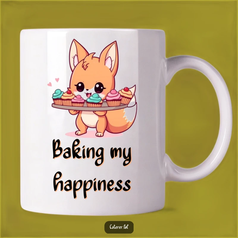 Funny Fox Baker Mug: Energetic Sprite with Cupcakes, Perfect Sweet Treat Gift