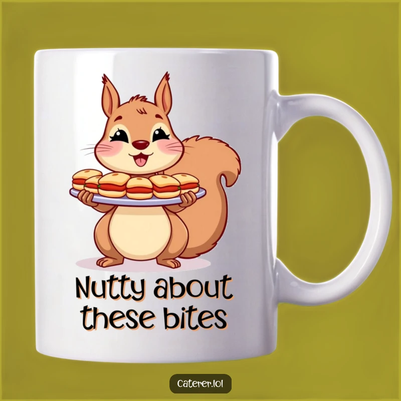 Funny Squirrel Sandwich Mug: Cheerful Host Squirrel, Hilarious Snack Platter Gift