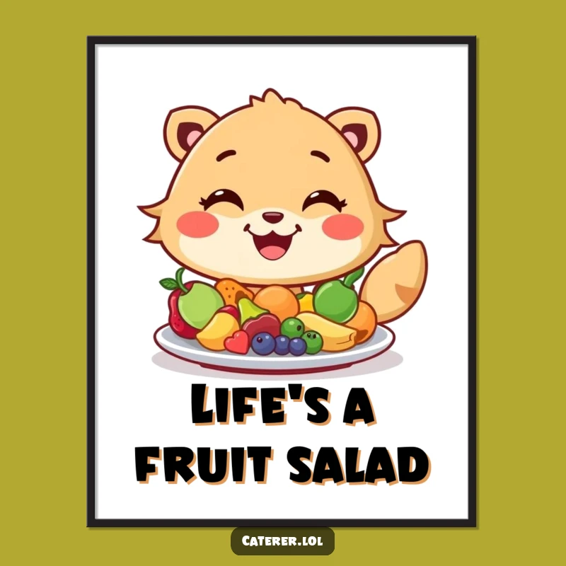 Funny Free Printable Wall Art: Grinning Fruit Arranger Animal, Quirky Downloadable Home Decor Gift