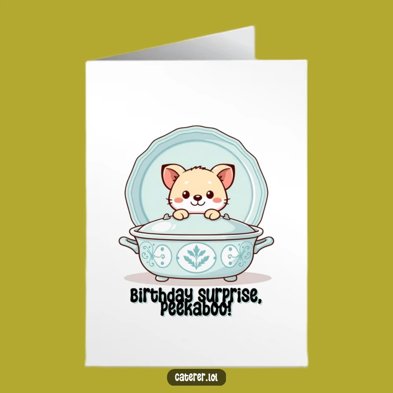 Funny Free Printable Birthday Card: Playful Tray Peeker Animal, Mischievous Downloadable Gift