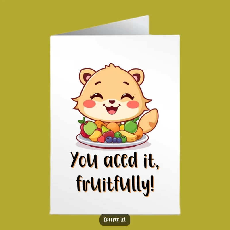 Congrats Free Printable Card: Smiling Fruit Arranger Animal, Humorous Downloadable Achievement Gift