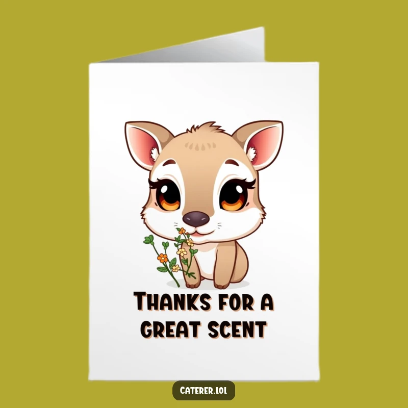 Thanks Free Printable Card: Curious Herb Sniffer Animal, Aromatic Humorous Downloadable Gift