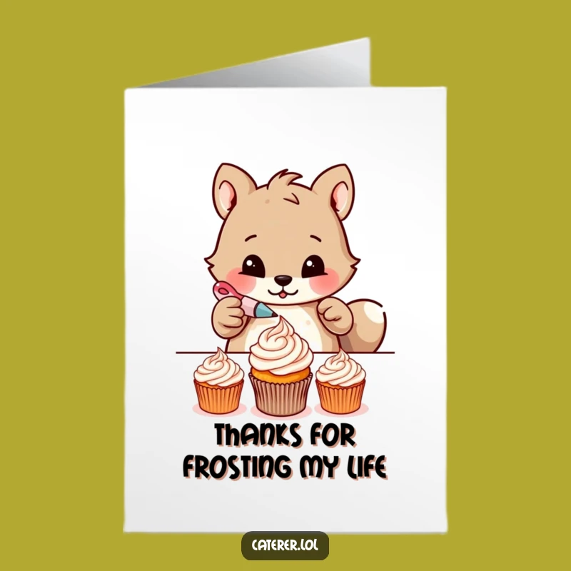Thanks Free Printable Card: Determined Cupcake Decorator Animal, Sweet Humorous Downloadable Gift